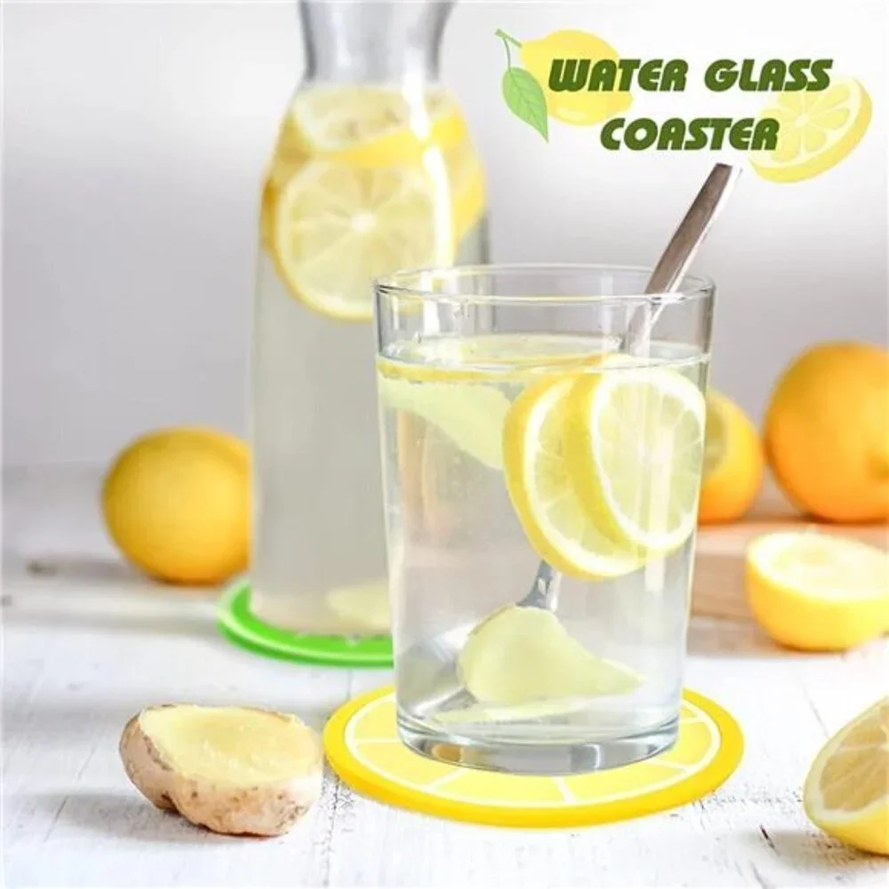 Fruit Shaped Cup Coasters 7-Pieces Holder Anti Slip Rubber Decorative Multi-Use